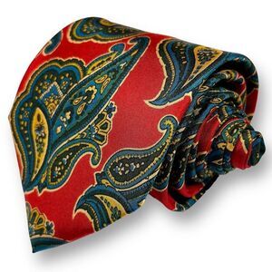 GILBERT & LODGE EUC Men’s Vintage Retro Red Paisley 100% Silk Tie